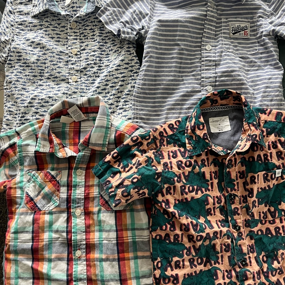 Kids Dinosaur Print Shirt - Green and Tan